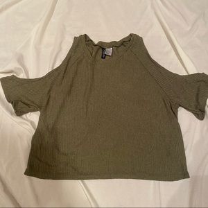 H&M Divided Open shoulder SS Top - green SZ S